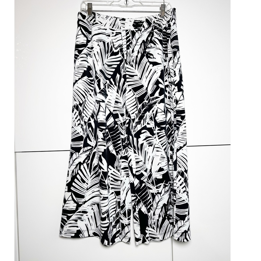 Banana Republic Factory High Rise Wide Leg Cropped Pants Medium Black White